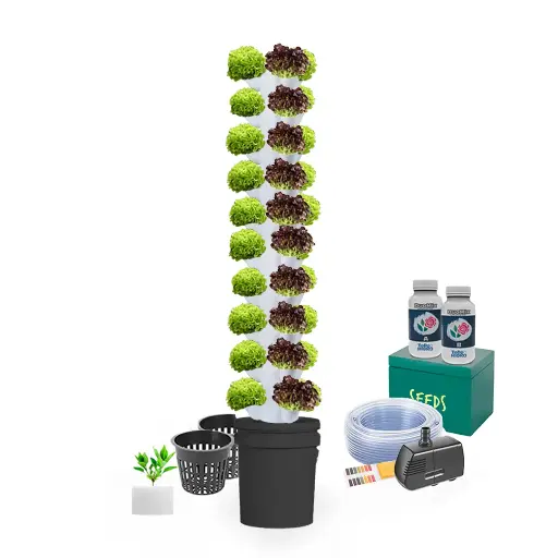 [KITWNUTRN6P] Kit Hidropónico N6P Sistema de Torre para 50 Plantas, Jardín Interior Completo con Nutrientes, Semillas y Accesorios