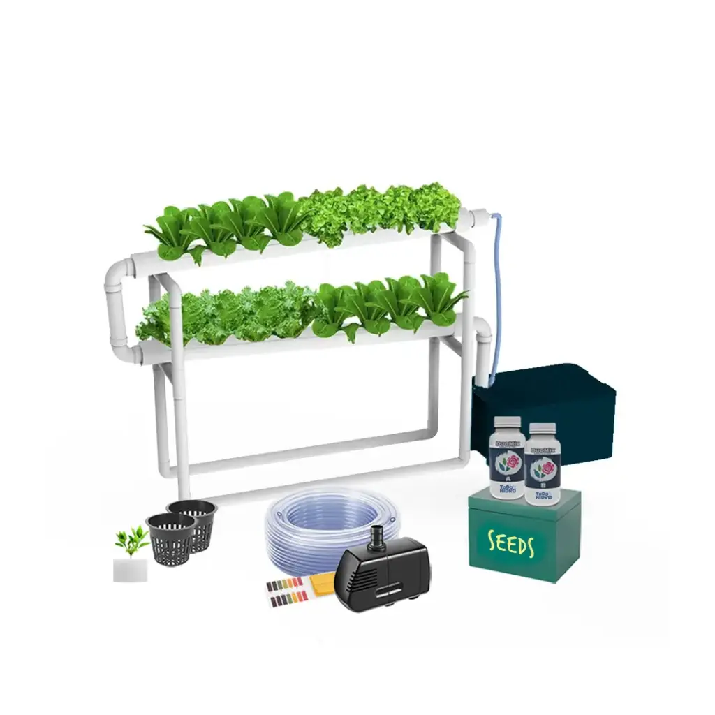 [KITWNUTRN7] Kit Hidropónico N7 Sistema NFT para 16 Plantas, Jardín Interior Completo con Nutrientes, Semillas y Accesorios