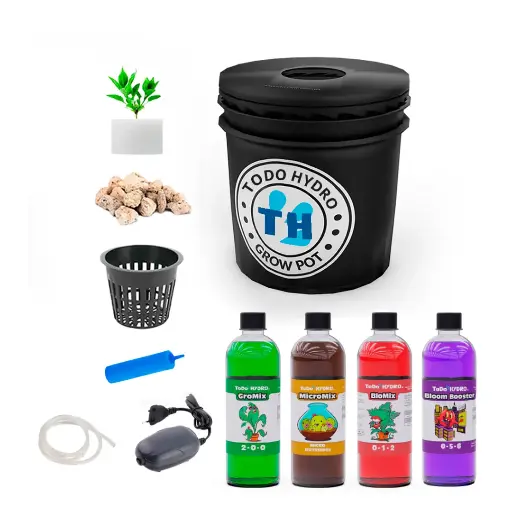 Kit Grow Pot Original DWC Hydro Bucket con Bomba de Aire, Nutrientes y Más